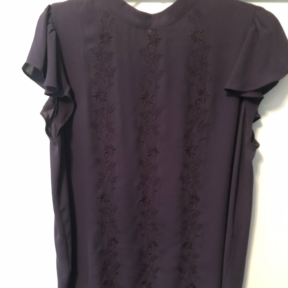 LOFT Navy Embroidered Top